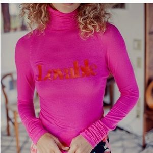 Nwt! daydream nation loveable long sleeve top kiss kiss pink